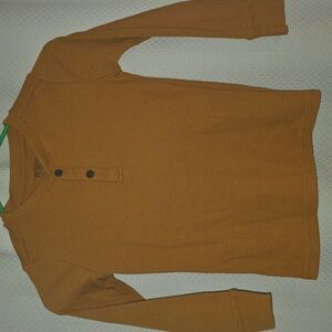 Brown Long Sleeve Henley Shirt